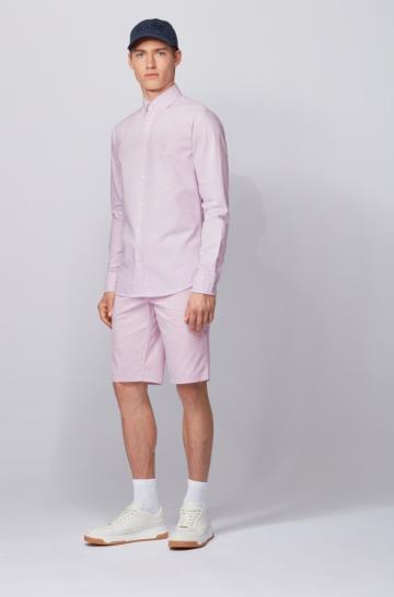 Koszula BOSS Oxford Cotton Slim Fit Ciemny Różowe Męskie (Pl27080)